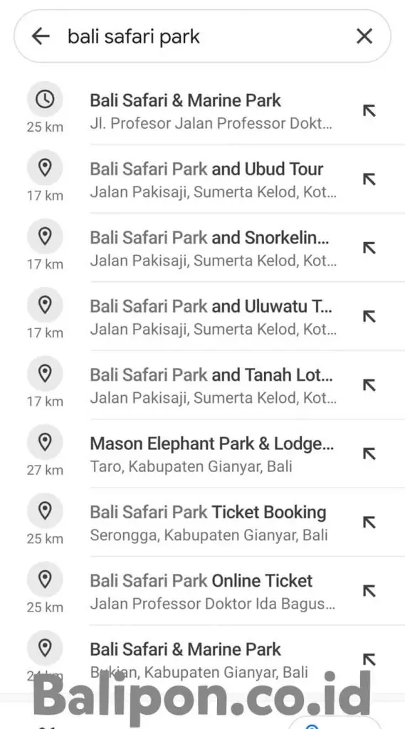 maps bali safari park