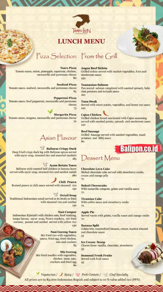 menu lunch tsavo lion bali safari2
